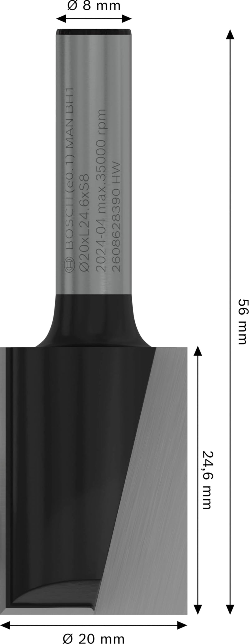 Bosch Accessories Professional Groove Cutter Standard for Wood (for Wood, Diameter 20 mm, Working Length 25 mm, Accessories Hand Cutter) Ø 20 mm