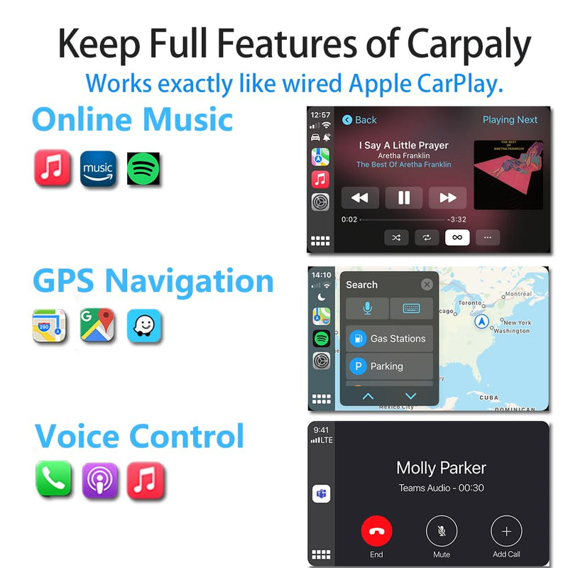 Apple CarPlay Wireless Adapter, 2024 Car Play Wireless Adapter for iPhone, for 2016 and Later Cars with OEM Wired CarPlay