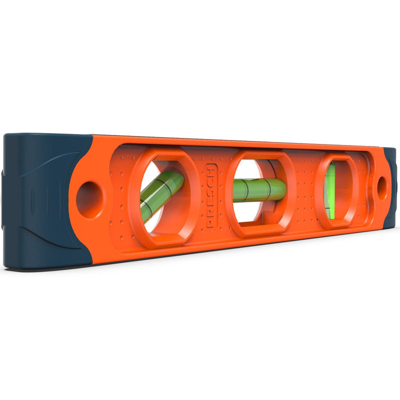 Presch Spirit Level Small Magnetic 230mm - Unbreakable magnetic spirit level with 3 levels for professionals in construction