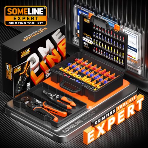 SOMELINE Wire Terminal Crimping Tool Kit, 22-10 AWG with 45-Type Connectors 45 Types + 2 Tools