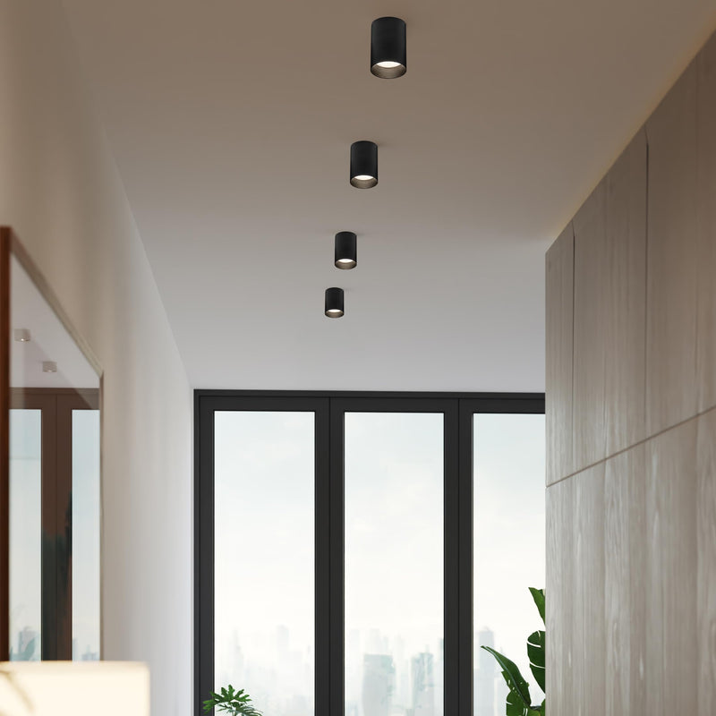 Maxxima 3 in. LED Cylinder Downlight, Recessed Ceiling Spot Light, 900 Lumens, 5 CCT Selectable 2700K/3000K/3500K/4000K/5000K, Dimmable, Black, 90 CRI, IC Rated, Canless, J-Box Included