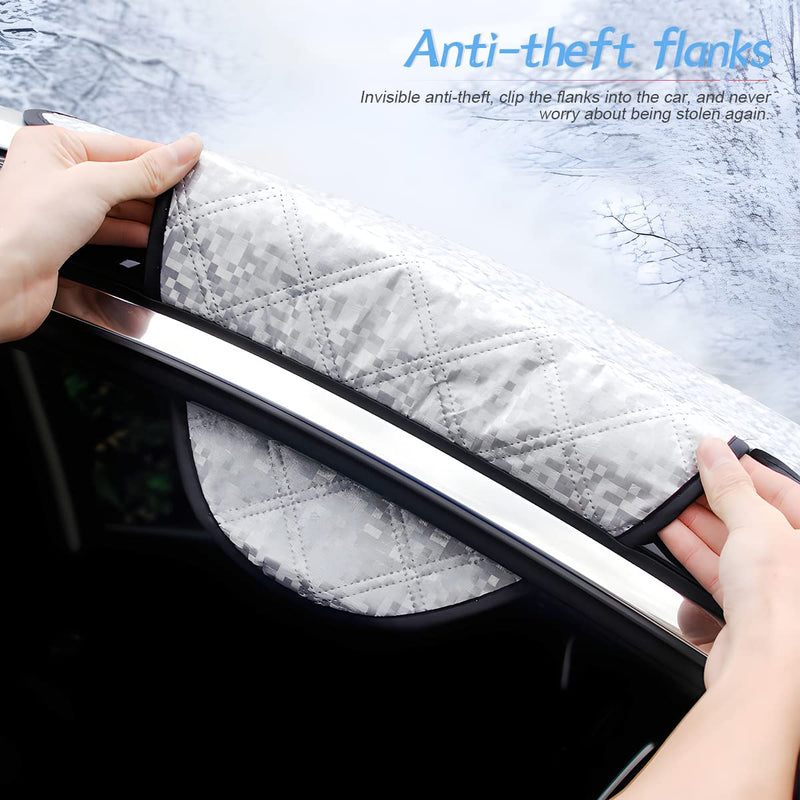 LoyaForba Car Magnetic Windshield Snow Cover, 4 Layers WAaterproof Windproof Protection,Snow,Ice,Sun,Frost Defense, Universal for SUV, Truck, Sedan, Van (Silver) Silver