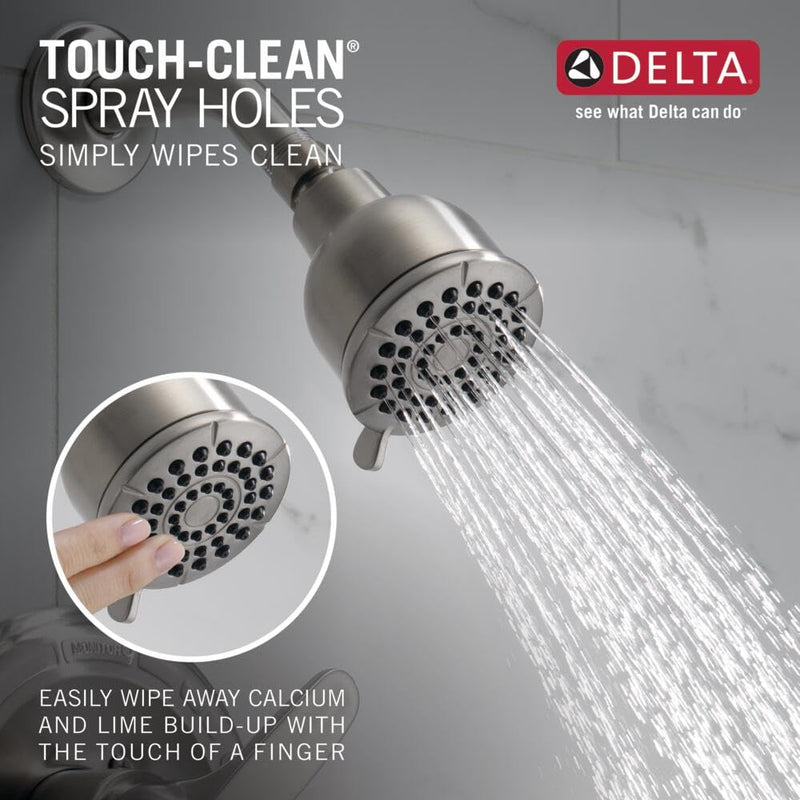 Delta Foundations 13 Series 2-Spray Shower Faucet Set, Brushed Nickel Shower Head and Handle Set, Valve Trim Kit, Stainless BT13210-SS (Valve Not Included) 3.5 Inch