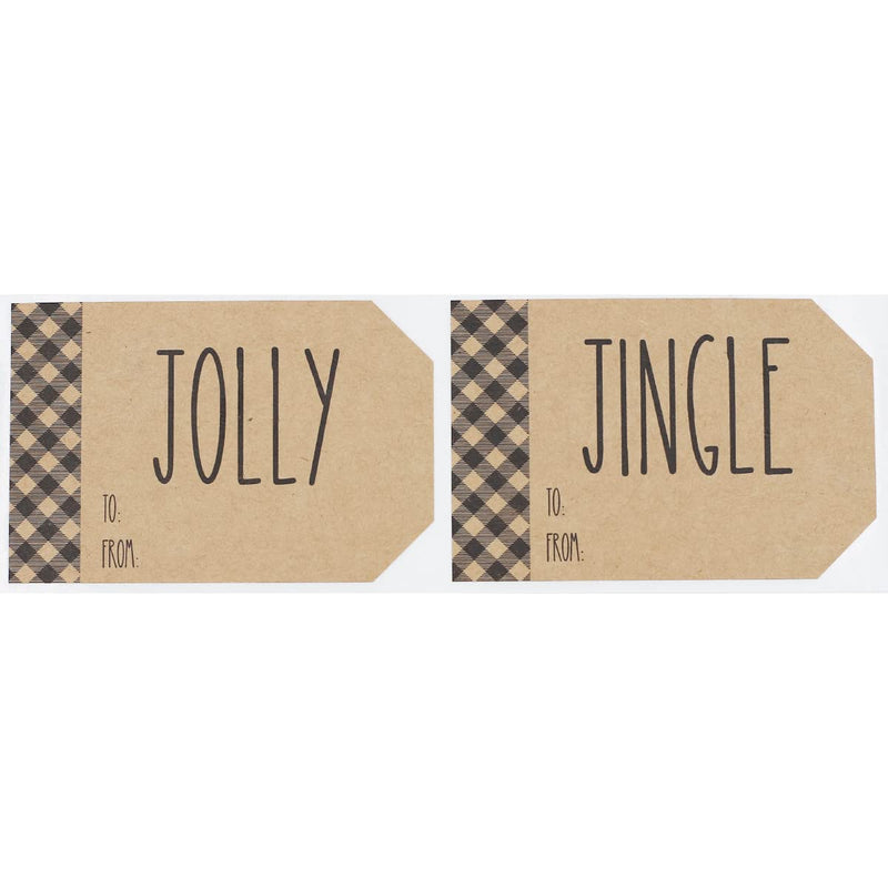 Rustic Farmhouse Christmas Gift Tag Stickers – 2 x 3 Inch Holiday Labels, Roll of 100 – Charming Holiday Adhesive to from Name Tags, Made in The USA