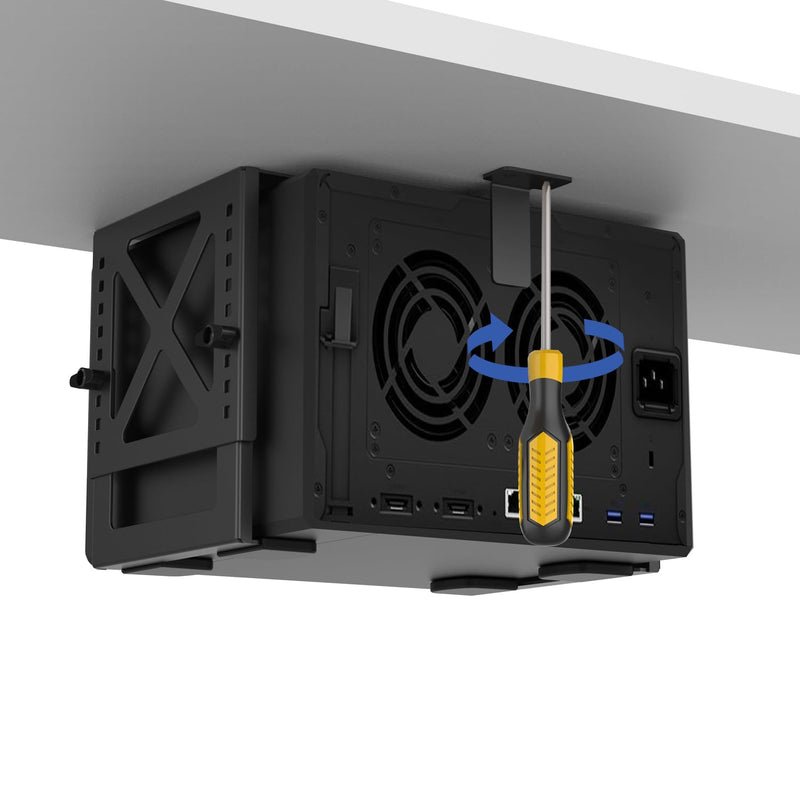 Monzlteck Adjustable Under Desk PC or NAS Mount Bracket Holder，Compatible with Desktop NAS(Network Attached Storage),CPU,UPS,Small Form Factor Desktop Tower.Xbox Series x,OptiPlex7000/7010