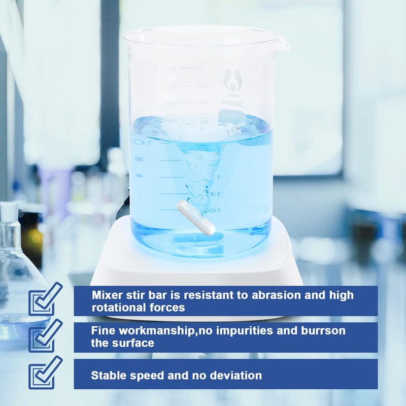ONiLAB 32PCS 8 * 30mm White Cylindrical Magnetic Stirrer Mixer Stir Bars, Laboratory Magnetic Stir Bar Set 8*30mm 32