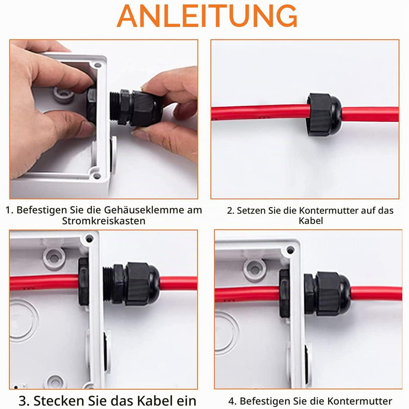 Meccion M20 Cable Gland Pack of 10 Waterproof IP68 Nylon Cable Connector with Lock Nut and Washer, Suitable for 7 mm - 12 mm Cable