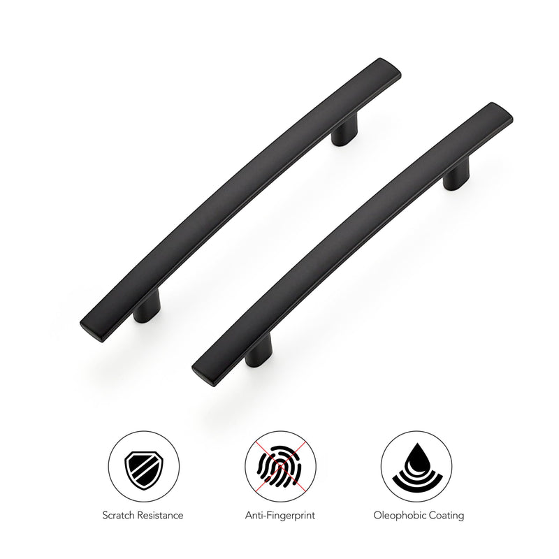 Ravinte 10 Pack Cabinet Handles Matte Black Cabinet Pulls Kitchen Cabinet Handles,Curved Drawer Pulls in 6-1/4 Inch Length with 4 Inch Hole Center Arch Kitchen Cabinet Hardware