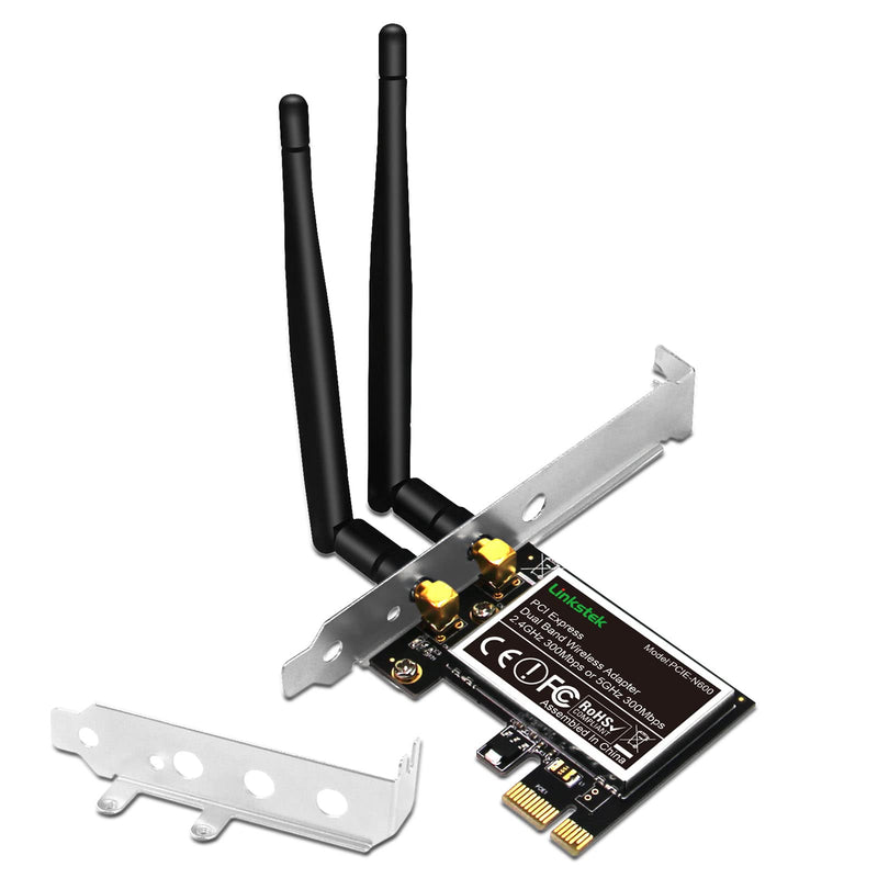 Wireless N 600Mbps (2.4GHz 300Mbps and 5GHz 300Mbps) PCIE WiFi Adapter, PCIE WiFi Card, QUALCOMM Atheros AR946X Wireless Network Adapter for Windows 10 8.1 8 7 XP Desktop PCs (PCIE-N600) PCIE-N600