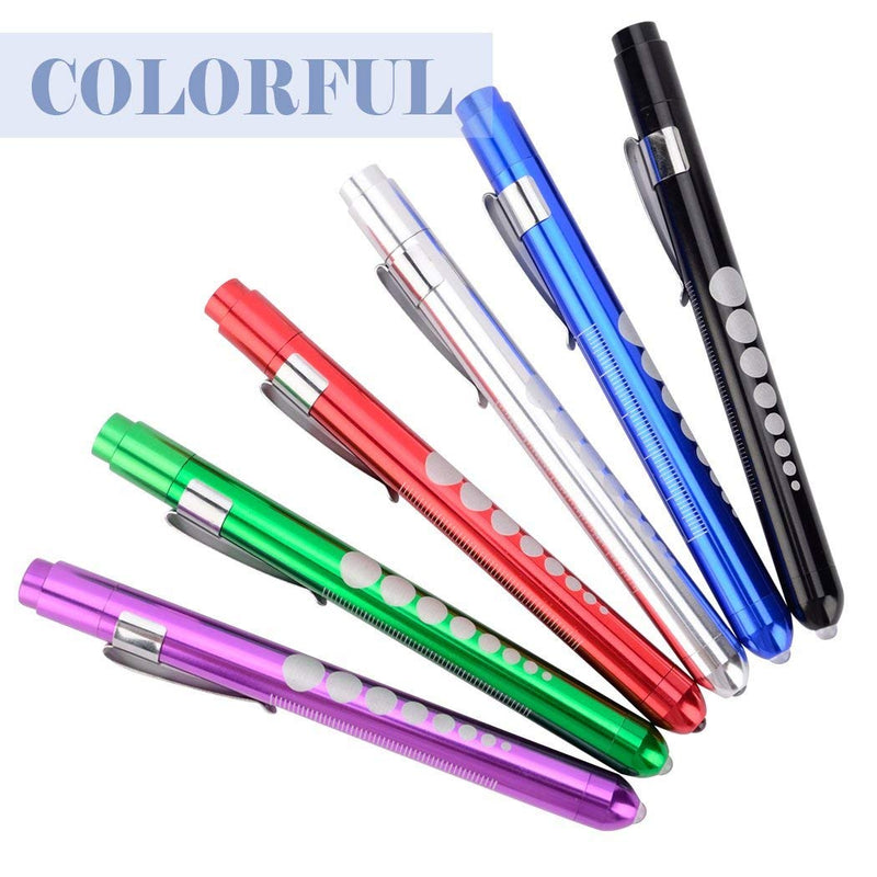 RISEMART Pack of 6 Diagnostic Light Pupil Light Reusable LED Pen Lamp with Pocket Clip for Nurses Doctors Students Pen Light (6 Pieces)