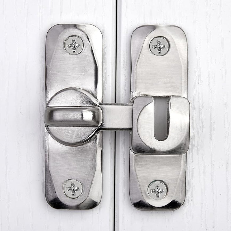 INIRET 6 Packs Barn Door Latches,Silver 90/180 Degree Gate Lock,Zinc Alloy Right Angle Door Lock Latch,Flip Gate Latches Hardware,Door Security Sliding Door Latch Lock fo Cabinets,Bathroom,Barn Door Silver