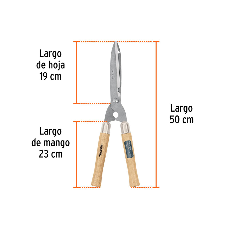 Truper 10-Inch Precision Ground Blade Hedge Shears (Model 31460 / T-17) | Professional Manual Bush Trimmer, Contoured Ash Wood Handles with Shock-Absorbing Bumpers, Landscaping Trimming Scissors