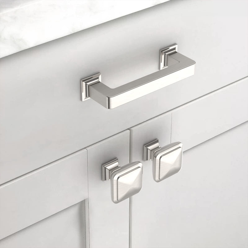 Asidrama 10 Pack 3 Inch(76mm) Brushed Satin Nickel Kitchen Cabinet Handles, Cabinet Pulls Kitchen Cabinet Hardware Cupboard Handles Drawer Pulls 3" Hole Center(76mm)