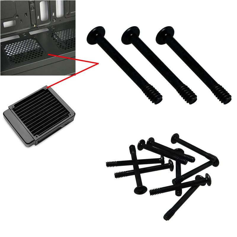 30pcs Computer Case Fan Screws - 3cm Black Vibration Reducing Mount Screws for PC Cooling Fan