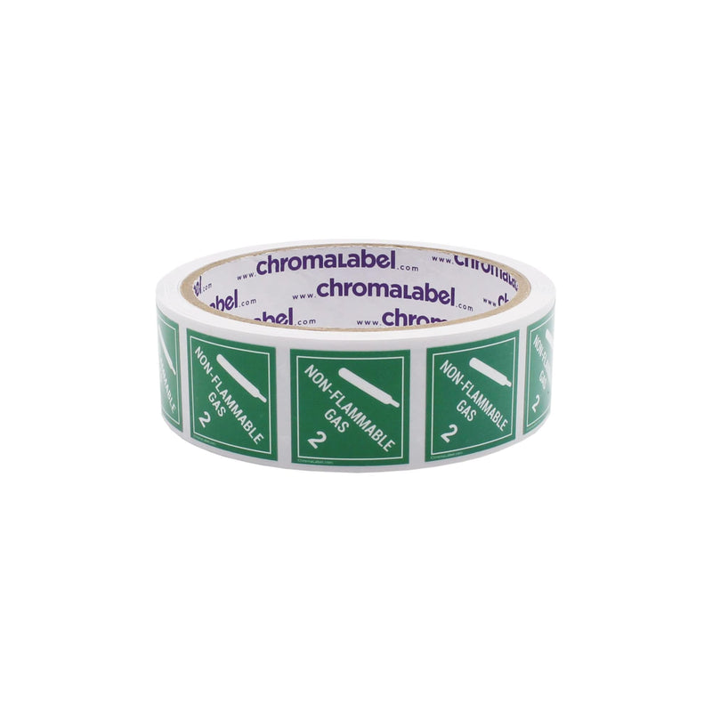 ChromaLabel 2 by 2 Permanent Durable Square D.O.T. Hazard Labels, Hazard Class 2 Non-Flammable Gas Label, 100/Roll 2" x 2"