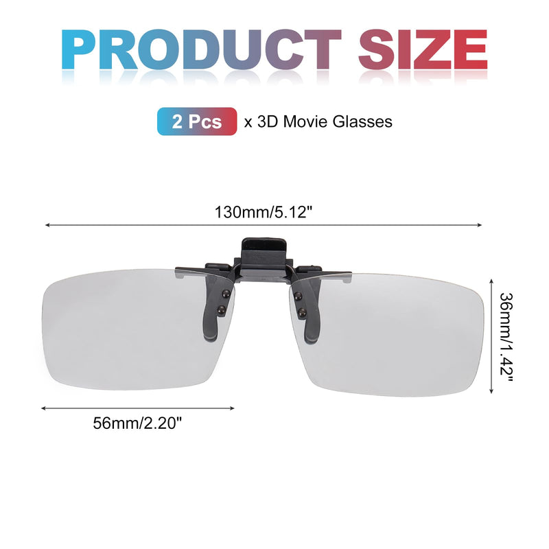 MECCANIXITY Polarized Clip-on 3D Glasses, Passive Circular 3D Viewing Glasses Frame for Anaglyph Movies Theater Games TV Photo Projector 1