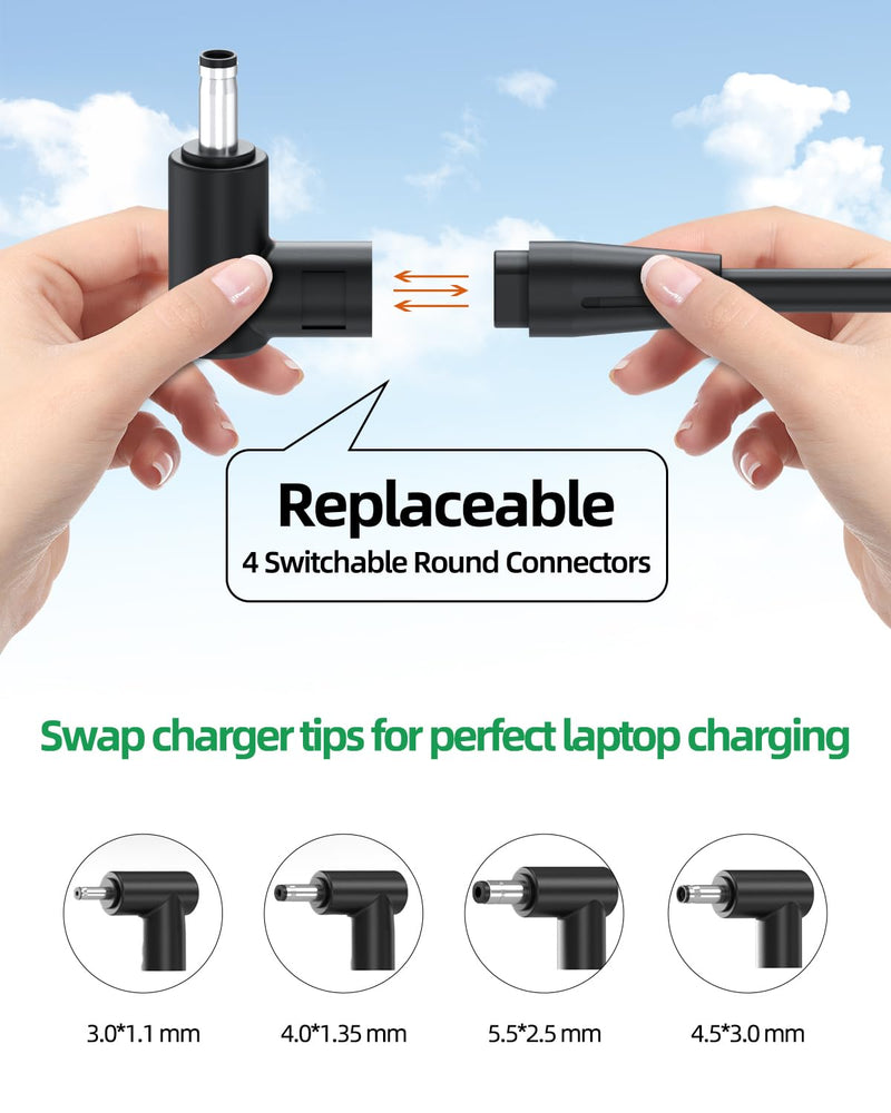 Charger for Asus Laptop Computer (Certified by UL), Vivobook, Zenbook, Chromebook Replacement, Round Connector, 65W, 45W, 33W