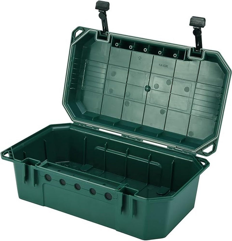 Electraline 300180 Waterproof Protective Box for Outdoor Electrical Connections Weatherproof IP54 with 5 Cable Outlets (from 7.5 mm to 12.4 mm), Dimensions 390 x 228 x 138 mm, Green, Empty X-Large X-Large Empty