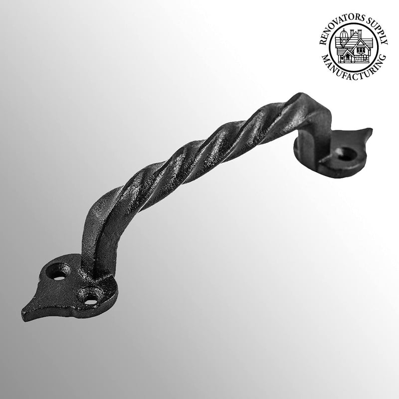 Renovators Supply Manufacturing Cabinet Handles for Cabinets and Drawers 5.8 in. Black Twisted Wrought Iron Cabinet Pulls with Mounting Hardware Black Twisted 5.8" Pack of 1