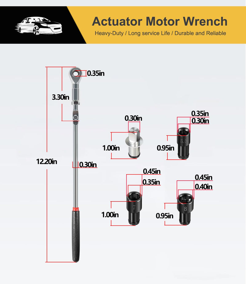 Yoursme 64180 Actuator Motor Tool Set Includes 5.5mm 7mm 8mm Socket and 1/4" Square Drive Adapter 5 pc