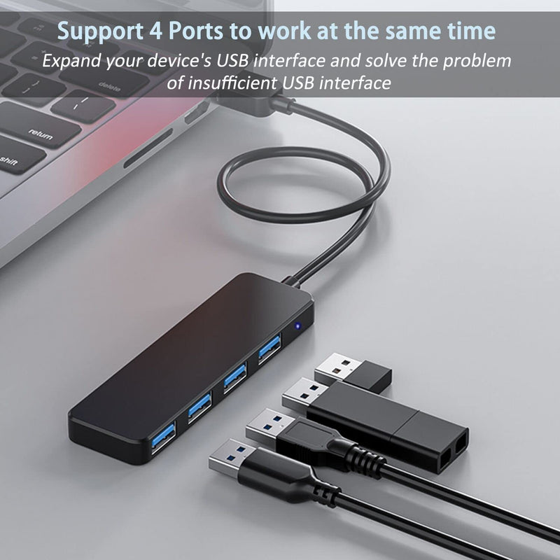 USB Hub, AKWOR 4-Port USB 3.0 Hub USB Splitter USB Expander for Laptop, Xbox, Flash Drive, HDD, Console, Printer, Camera,Keyborad, Mouse-3.3FT USB Hub
