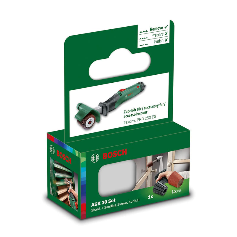 Bosch Home and Garden 1600A00156 30 mm Conical Sanding Sleeve 80 Grit and Shank 30 mm conical grinding pin set