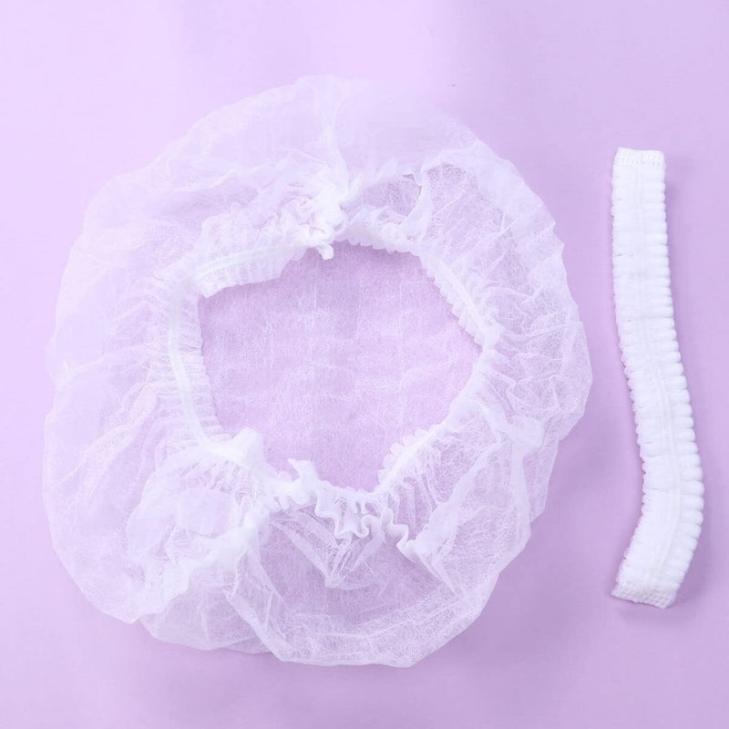 Artibetter 100pcs Non-Woven Fabric Mesh Cap Head Caps Disposable Caps Beret Cap for Cosmetics Laboratory Nurse Food Service Hospital (White)