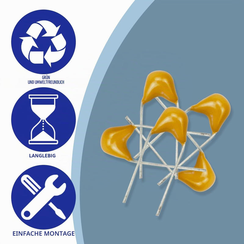 100pcs 50V 100nF Monolithic Ceramic Capacitor Yellow Electronic Accessories for Computer and Phone 44NF