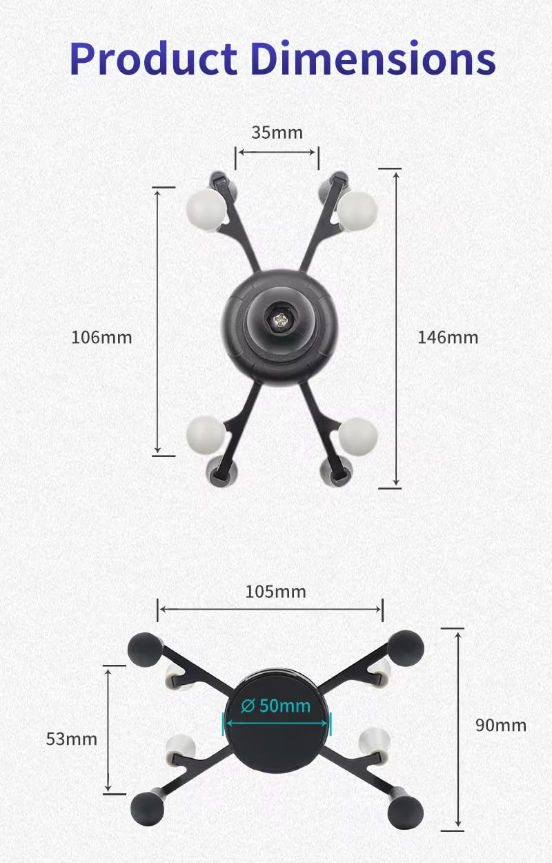 Strg Phone Mount with Rail Base, Universal Phone Holder for Rails 1.12'' to 1.5'' in Diameter, X Phone Mount Compatible with Bike Motorcycle ATV/UTV and More Rails