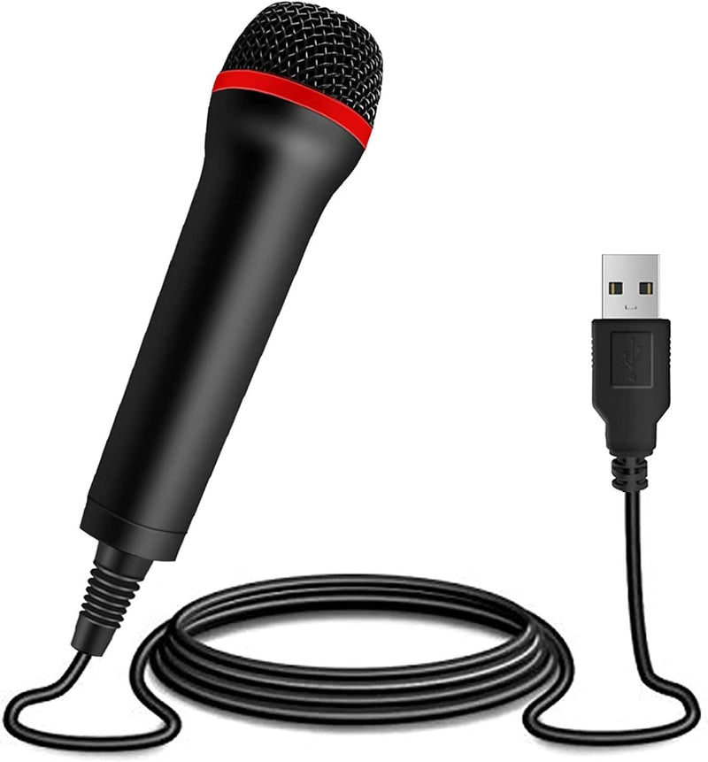 2Pack 13ft Wired USB Microphone for Rock Band, Guitar Hero, Let's Sing - Compatible with PS2, PS3, PS4, PS5, Switch, Wii, Wii U, Microsoft Xbox 360, Xbox One and PC