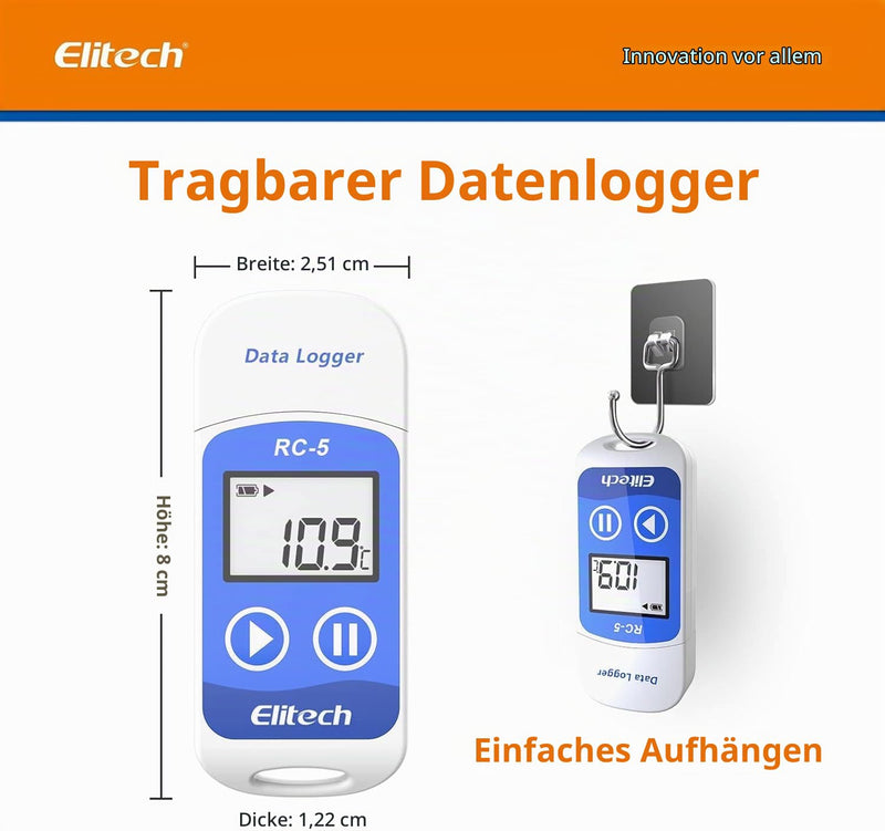 Data logger - ELITECH 32000 Point USB Temperature Data logger Recorder Internal Sensor RC-5 1Pack