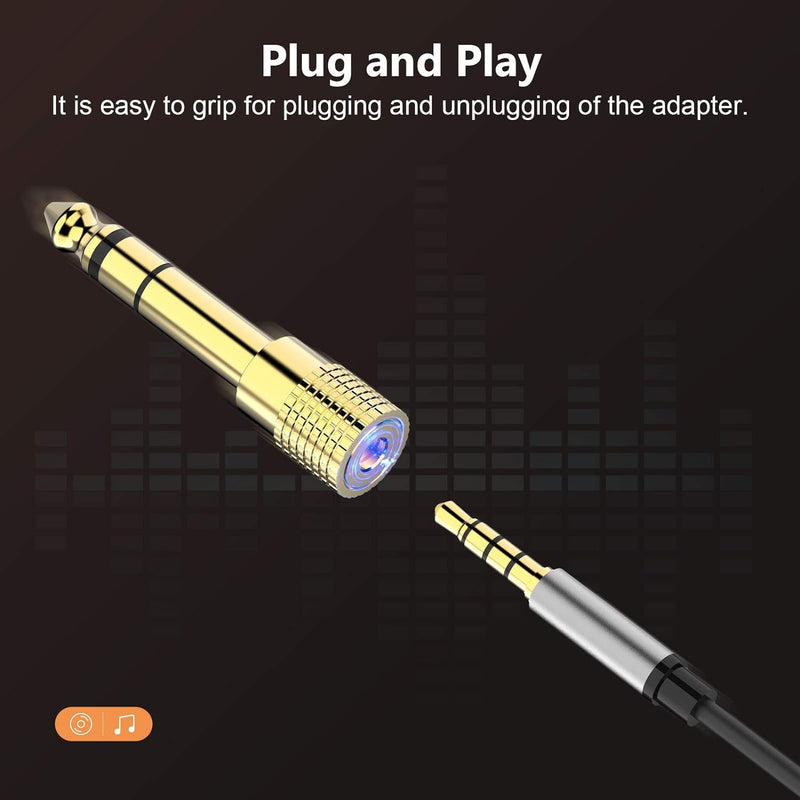 6.35mm (1/4 inch) Male to 3.5mm (1/8 inch) Female Stereo Audio Adapter Converter for Guitar Headphones Amp, Gold Plated 4 Pack 4 Pcs