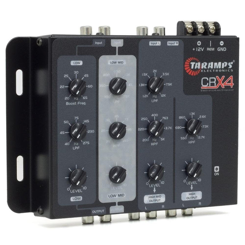 Taramps Crx4 Electronic 4 Way Crossover Rca Channels 8 Volts Rms Car Audio Processor Stereo Equalizer Great for Low/High with Bass Boost, Compact Size Standard Packaging