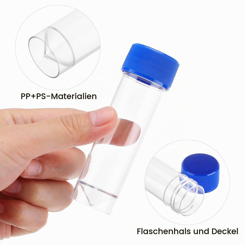 Hemobllo Sample Cup with Screw Lid, Samples Container Without Label Laboratory Medical Use 25-30 ml Pack of 10