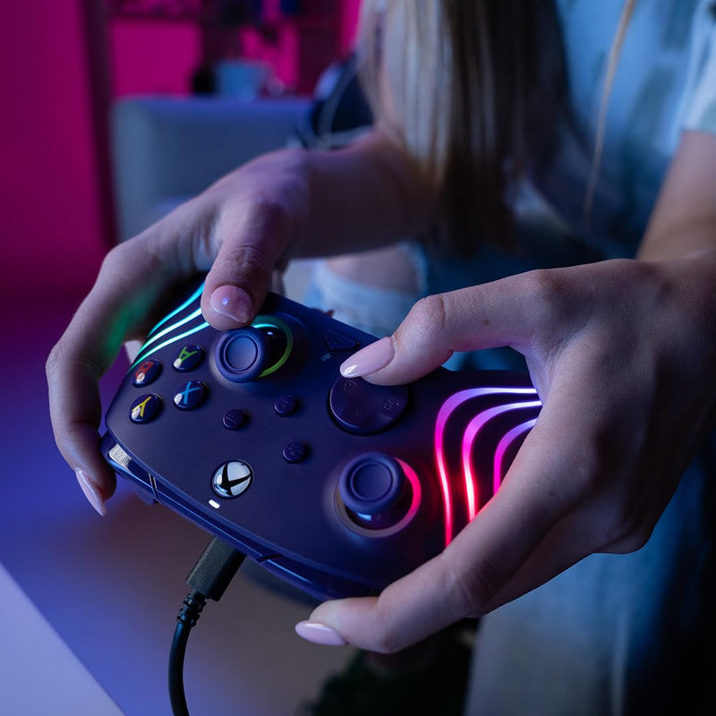 PDP Gaming Afterglow™ Wave Enhanced Wired Controller for Xbox Series X|S, Xbox One and Windows 10/11 PC, advanced gamepad video game controller, Officially Licensed by Microsoft Xbox, Purple