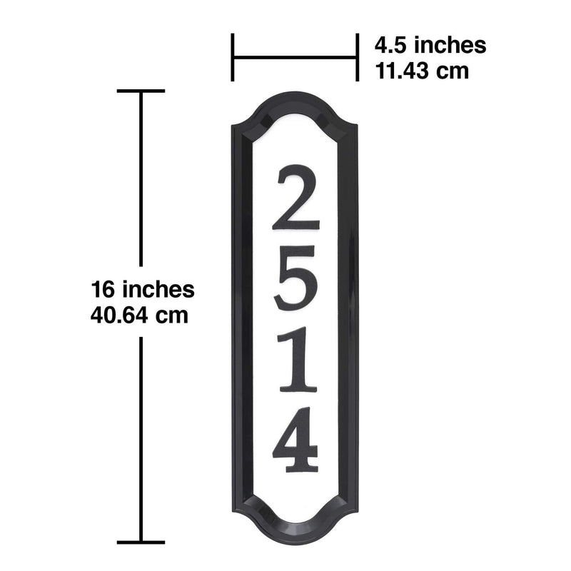 Whitehall Products Nite Bright Address Sign, 16" x 4.5", Black Numbers White Reflective Background