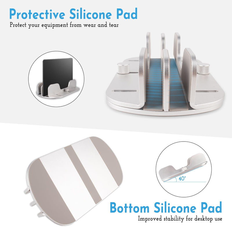 Vertical Laptop Stand for Desk Double 2 Slots Laptop Stand Holder Adjustable for All MacBook/Chromebook/Surface/Dell/Ipad