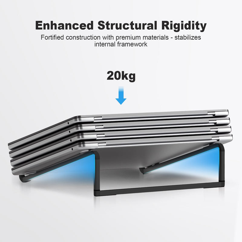 TENOC Foldable Laptop Stand for Desk, Universal Laptop Riser Ventilated Holder Mount Compatible with MacBook, Notebook, ASUS, Acer and More, Black