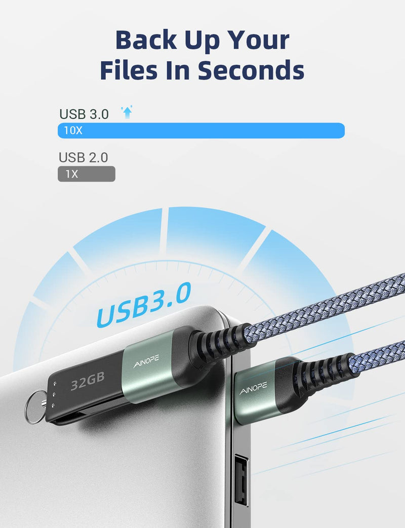 AINOPE USB Extension Cable,USB Extender,USB 3.0 Extension Cable, Male to Female Cord High Data Transfer Compatible with Webcam,USBKeyboard,Flash Drive,Hard Drive,Printer,20FT,Grey 20FT Grey