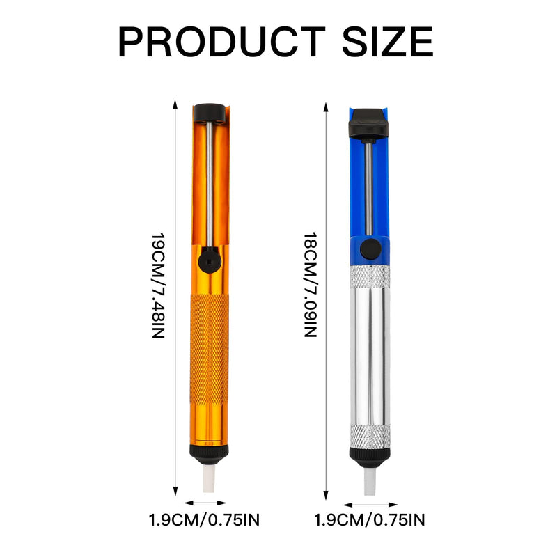 Molain 2pcs soldering pump, desoldering pump set, professional desoldering suction pump for suction of liquid solder, essential accessory for professional welders, desoldering valve pump, solder remover (gold + blue)