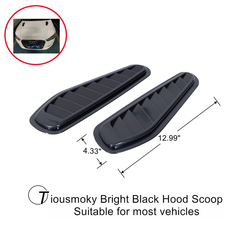 Hood Vents for Cars Hood Scoop 2 Pcs Universal Narrow Hood Air Intake Decor Cover ABS (Black) black-n