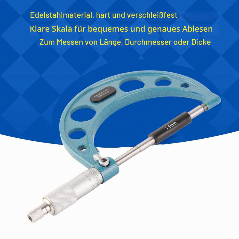 Outside Micrometer Stainless Steel High Accuracy Outside Micrometer Thickness Gauge with Wrench 0.01mm External Micrometer Tool for Accurate Measuring Material Thicknesses (75-100mm) 75–100 mm