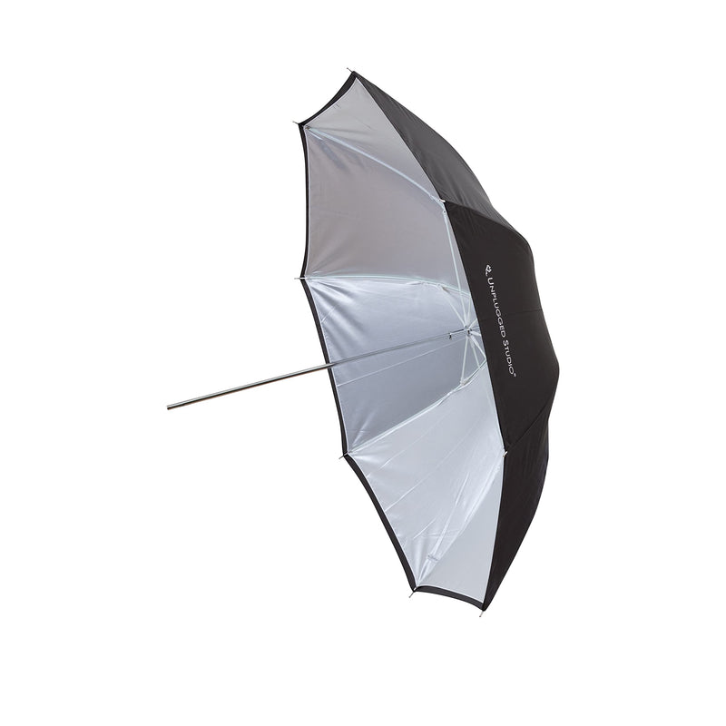 UNPLUGGED STUDIO 33" Convertible Umbrella – White Reflective/Shoot-Through with Satin Fabric and Fiberglass Ribs for Studio Flash and Speedlite Lighting - UN-053