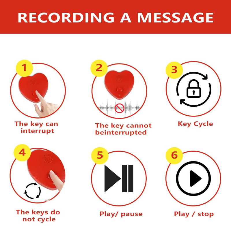 5min Voice Recorder for Stuffed Animal,Personal Voice Message Recordable Sound Recorder Chips Module for Christmas Plush Toy and Manual DIY Creative Sound Presents for Boyfriend(Red)