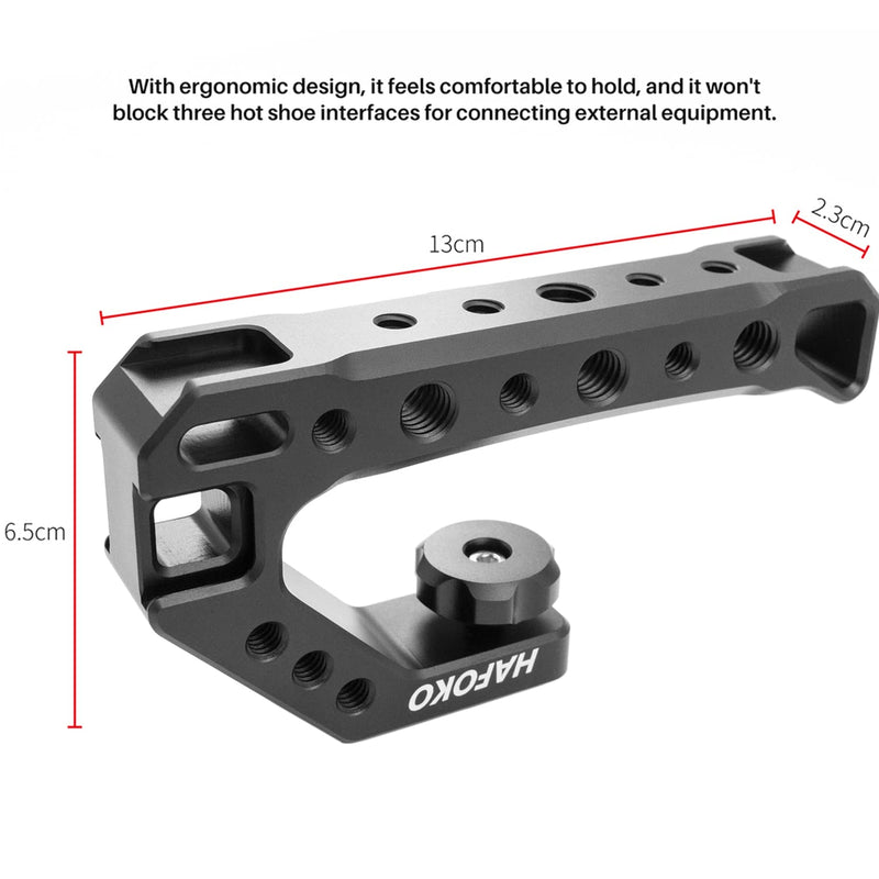 R005 Camera Top Handle Grip Hot Shoe Top Cheese Mount Universal Video Stabilizing Rig with 3 Cold Shoe 1/4" 3/8" competible with Cameras for LED Light, Microphone, Monitor for Low Angle Shoot