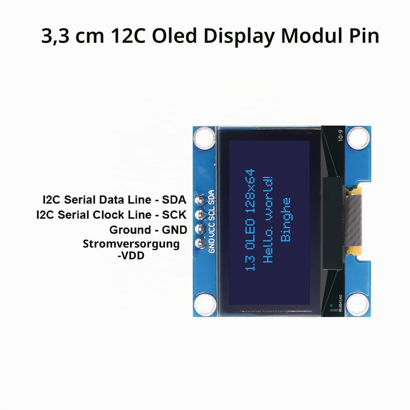 Binghe 3 Pieces 1.3 Inch OLED I2C Display Module 1106 Chip 128 x 64 Pixel Compatible with Arduino/Rasp-Pi