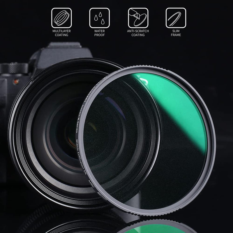 K&F Concept 58mm Black Diffusion 1/4 Filter Mist Cinematic Effect Filter with 28 Multi-Layer Coatings Waterproof/Scratch Resistant for Video/Vlog/Portrait Photography