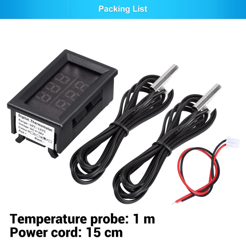PEMENOL Red + Blue Dual Display Digital Thermometer Digital thermometer with NTC waterproof metal sensor
