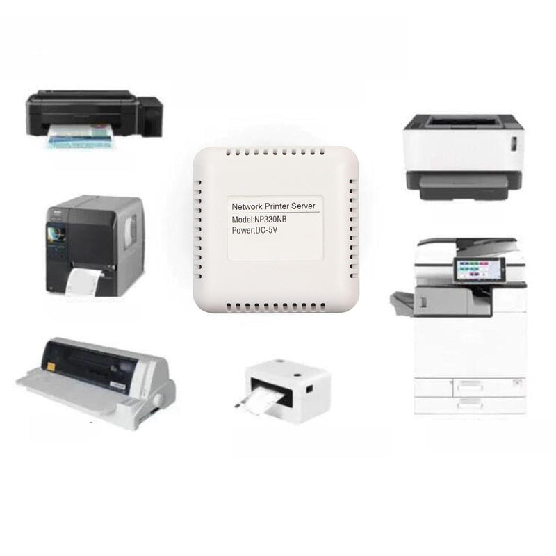 Network USB 2.0 Printer Server, LAN USB Print Server Adapter, Print Server Support BT Connection for for 7, for 8, for 10 (US Plug) US Plug