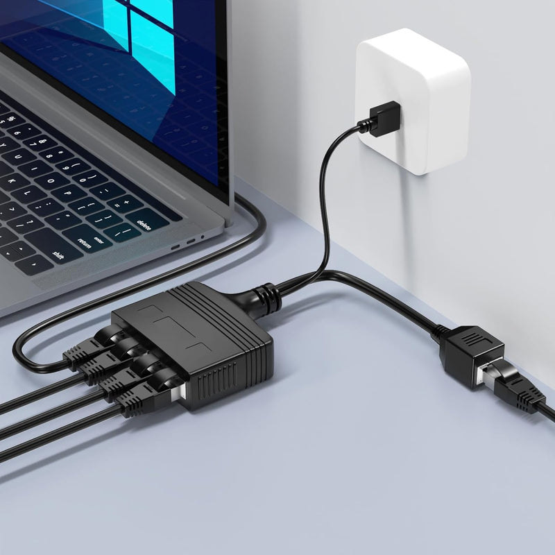 Ethernet Splitter 1 to 4 High Speed, RJ45 Network 1 to 4 Port Ethernet Adapter Splitter [4 Devices Simultaneous Networking],1000Mbps Extension Connector for Cat5/5e/6/7/8 Cable Ethernet Splitter 1 to 4 1000Mbps